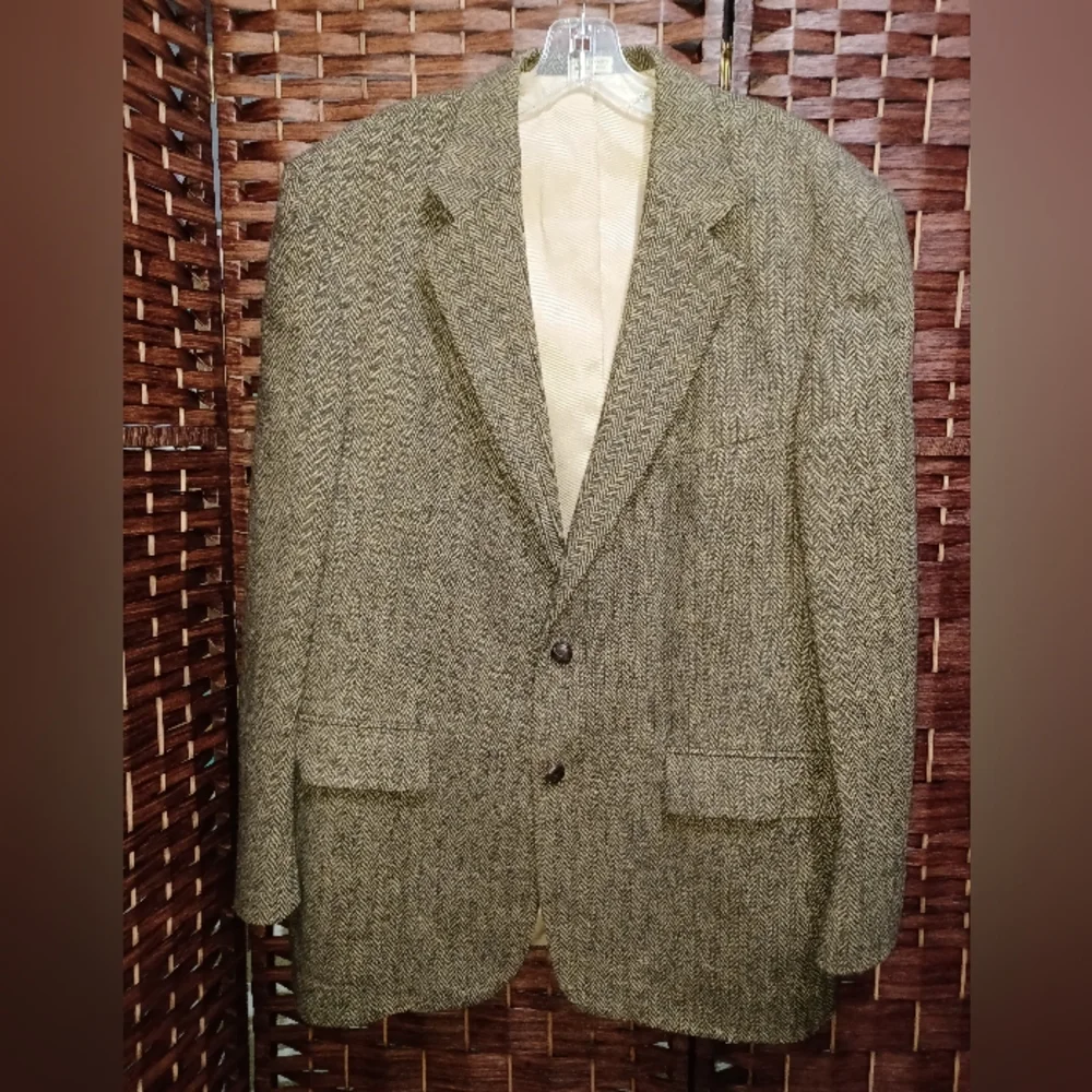 Men's Herringbone Wool Blazer - Brown & Tan